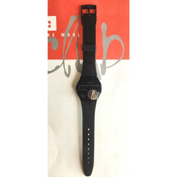 Swatch watch WHITE WRITING GB165 1995 Standard Gents Designed by Jennifer Morla - Picture 5 of 7